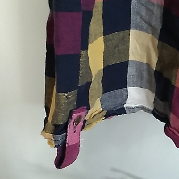 Poetry colourful checkered pattern Full button up rouched upper short - Picture 9 of 10